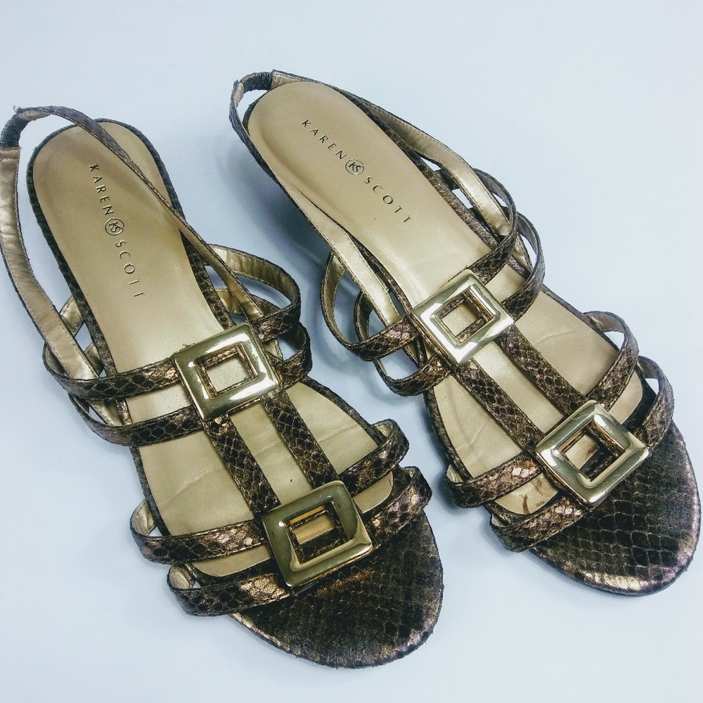 Karen Scott | Strappy Snakeskin Sandals | Size 11M